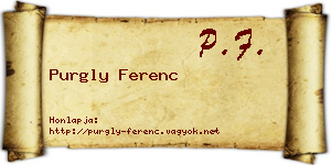 Purgly Ferenc névjegykártya